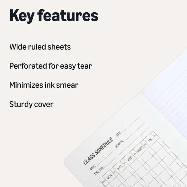 Alt view image 2 of 5 - Composition Notebook, Wide Ruled, 100 Sheets, 1 pack, Marble Black, 9.75" x 7.5" for School, Home, and Office Use
