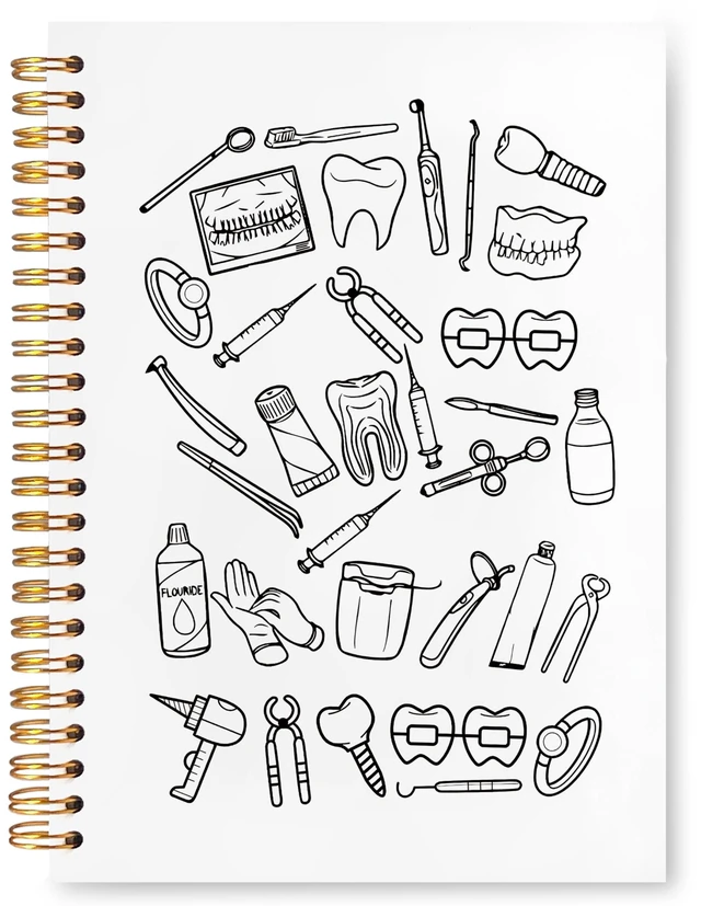 Main image of Dentist Hygienist Dental Gifts Notebook Journal for Coworkers, Dental Assistant Office Gifts, Hardcover Spiral Notebook 5.5x8.3 Inch(White Dentist)