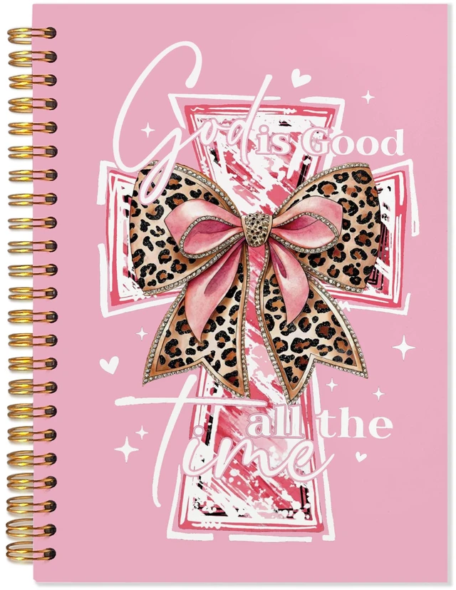 Main image of God Is Good Notebooks, Prayer Bible Journal for Women, Christian School Supplies, Pink Christian Notebook, Bible Journaling Supplies Notebooks for Office School Supplies, 5.5x8.3 Inch