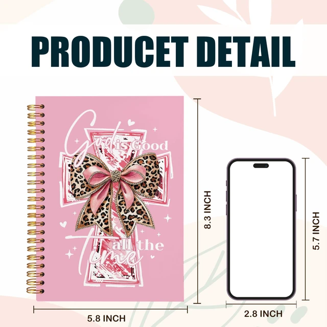 Alt view image 7 of 7 - God Is Good Notebooks, Prayer Bible Journal for Women, Christian School Supplies, Pink Christian Notebook, Bible Journaling Supplies Notebooks for Office School Supplies, 5.5x8.3 Inch