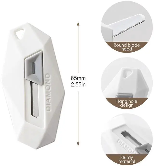 Alt view image 2 of 7 - 2 Pack Safety Box Cutter, Automatic Retractable Package Opener for Cardboard, Magnetic & Portable Mini Utility Knife (White)