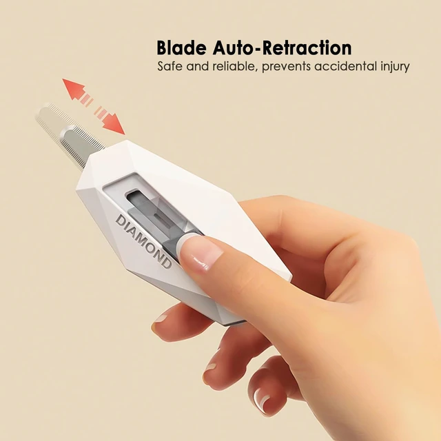 Alt view image 3 of 7 - 2 Pack Safety Box Cutter, Automatic Retractable Package Opener for Cardboard, Magnetic & Portable Mini Utility Knife (White)