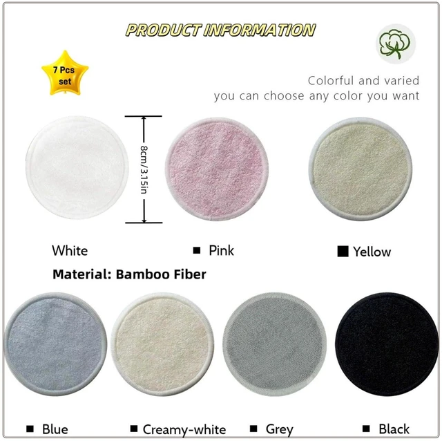 Alt view image 2 of 7 - Reusable Makeup Remover Pads - 7 Pcs Soft Cotton Rounds for Face with Friendly Bamboo Fiber, Washable Makeup Remover Cloth for All Skin Types - Ideal for Facial Cleansing (7 Colour)