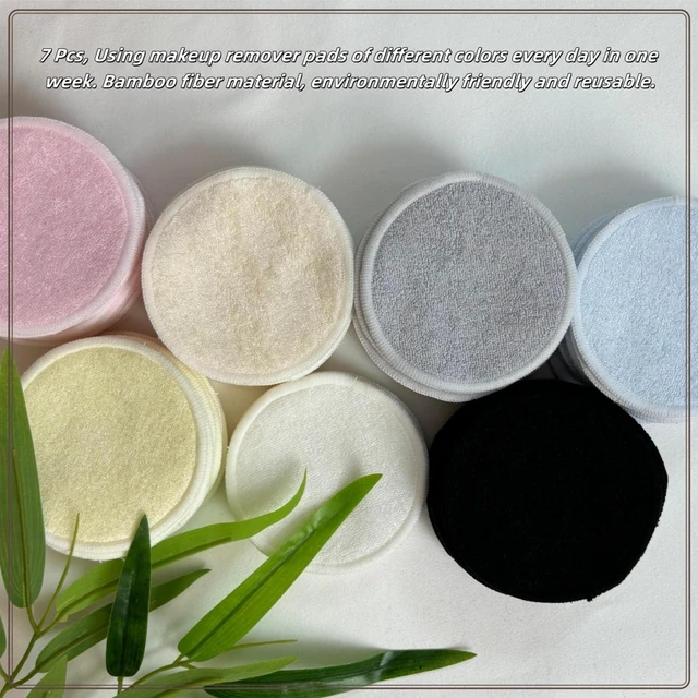 Alt view image 6 of 7 - Reusable Makeup Remover Pads - 7 Pcs Soft Cotton Rounds for Face with Friendly Bamboo Fiber, Washable Makeup Remover Cloth for All Skin Types - Ideal for Facial Cleansing (7 Colour)