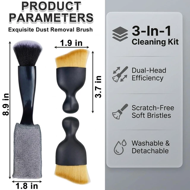 Alt view image 2 of 7 - 3 Pcs Exquisite Microfiber Duster Brushes, Car Detailing Brushes, Feather Duster, Efficient Dust Removal, Cleaning Tool Perfect for Computers, Keyboards, Car Interior, Photo Frames, Digital Devices