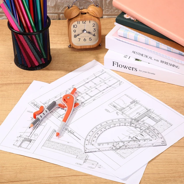 Alt view image 3 of 7 - Student Geometry Math Set, Drawing Compass and 6 in, Watermelon Red | Clear Swing Arm Protractors 180 Degree Math Protractor, student Math Tools for School, Back to School Supplies,