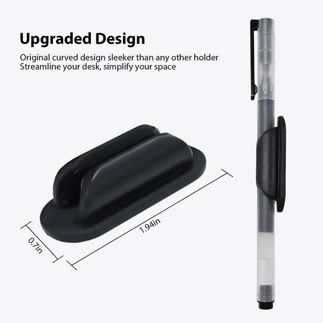 Alt view image 2 of 7 - 3 Pack Adhesive Pen Holder, Silicone, Oval, Black | Silicone Pencil Holder for Desk & Wall, Flexible Marker Clip Organizer, For Classroom, Car, Clipboard, Office