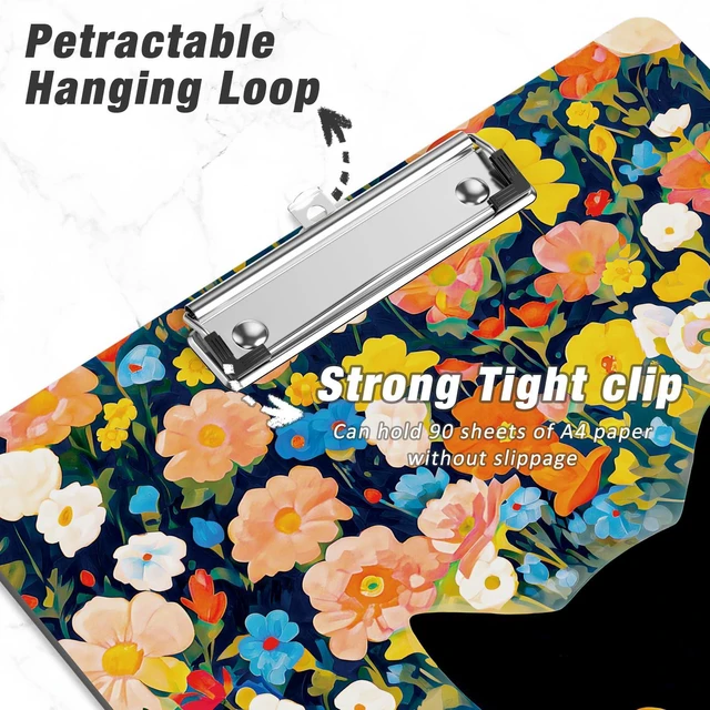 Alt view image 5 of 7 - Wood Clipboard, 8.5x11 Hardboard Clip Board, Flowers Cat | Fun Design, Cute Custom Pattern, 9 x 12.5 in Letter Size for Classroom, Teachers, Kid, Woman, School & Office Supply