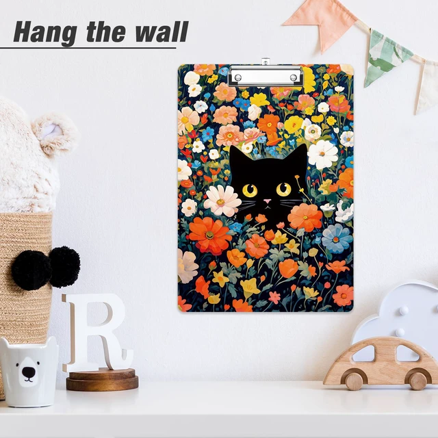 Alt view image 6 of 7 - Wood Clipboard, 8.5x11 Hardboard Clip Board, Flowers Cat | Fun Design, Cute Custom Pattern, 9 x 12.5 in Letter Size for Classroom, Teachers, Kid, Woman, School & Office Supply