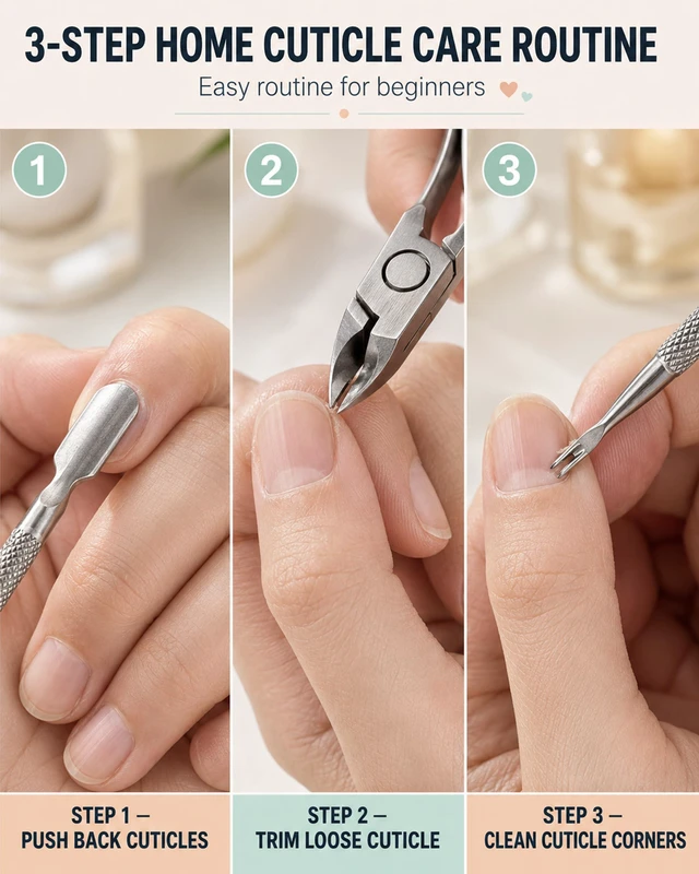 Alt view image 3 of 7 - Cuticle Trimmer and Pusher Set - Stainless Steel Cuticle Nippers | with 1/2 Jaw, Dual-Ended Cuticle Pusher and Fork - Professional Style Manicure Pedicure Tools for Home and Salon Use
