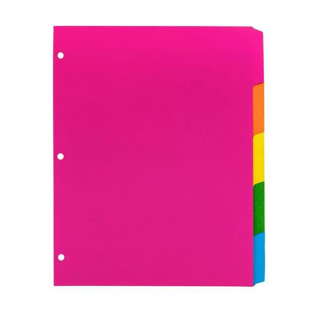 Alt view image 7 of 7 - 5 Part Dividers 1 Pack of 5 Tabbed Set for 3-Ring Binder, Page Separators for Home, Office, School Organization 8.5 x 11 Inches Bright Colors