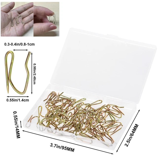 Alt view image 2 of 7 - 58PCS Rustproof Curtain Hooks, 1 Inch Stainless Steel Pin-On Hooks | Nickel Plating, Durable, Offset Pin Design, for Window Door Shower Curtains, with Storage BoxVintage Bronze