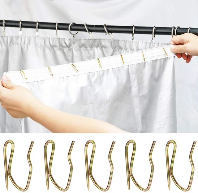 Alt view image 4 of 7 - 58PCS Rustproof Curtain Hooks, 1 Inch Stainless Steel Pin-On Hooks | Nickel Plating, Durable, Offset Pin Design, for Window Door Shower Curtains, with Storage BoxVintage Bronze