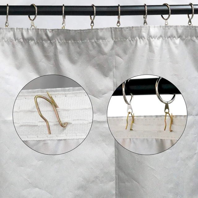 Alt view image 5 of 7 - 58PCS Rustproof Curtain Hooks, 1 Inch Stainless Steel Pin-On Hooks | Nickel Plating, Durable, Offset Pin Design, for Window Door Shower Curtains, with Storage BoxVintage Bronze