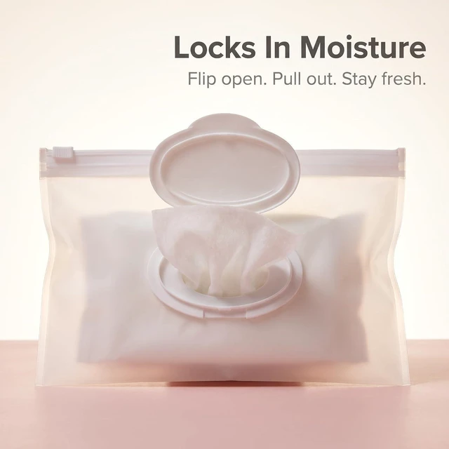 Main image of White Baby Wipe Case Travel Holder Keeps Wipes Moist Set of Wet Wipes Holders Cases Portable Travel On The Go Refillable Dispenser Container Diaper Wipe Holders