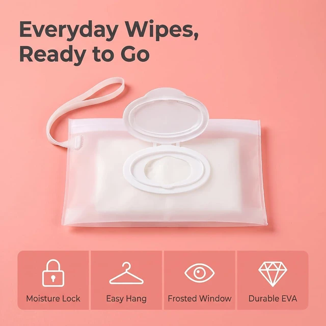 Alt view image 2 of 7 - 2 Pcs White Baby Wipe Case, Travel Holder Keeps Wipes Moist Set of Wet Diaper Wipes Holders Cases Portable Travel On The Go Refillable Dispenser Container Waterproof Wipe Container,Diaper Wipe Holders