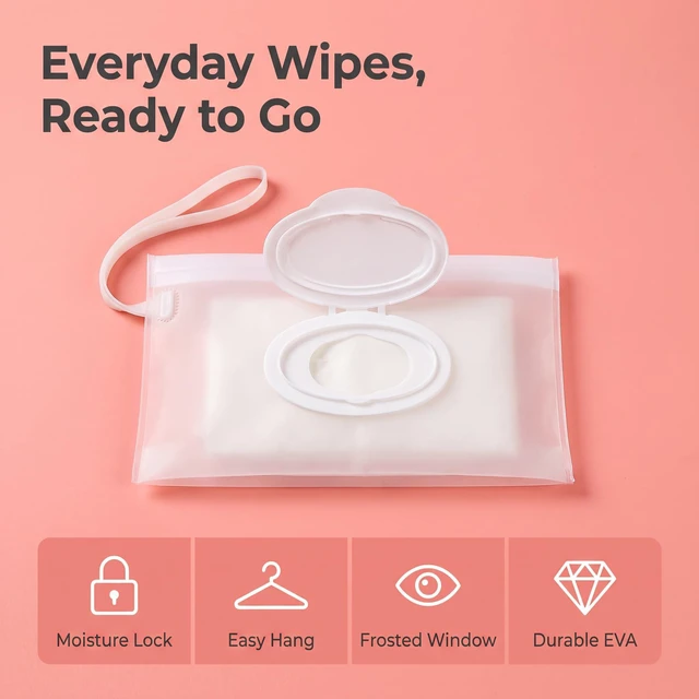Alt view image 3 of 7 - Baby Wipe Case Travel Holder Keeps Wipes Moist Set of Wet Wipes Holders Travel Wipes Case Cases Portable Travel On The Go Refillable Dispenser Container Waterproof Wipe Container with Sealed Zippe