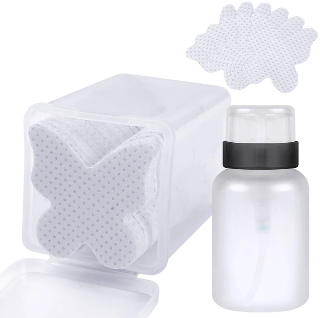 Main image of 200pcs Nail Cotton Pads, 1 Pull-Off Pump-Style Bottle Suitable for Nail Care Wipes, Nail Cleaning Pads, Mascara Extension Glue Cleaning Wipes Care Product Sets (White)