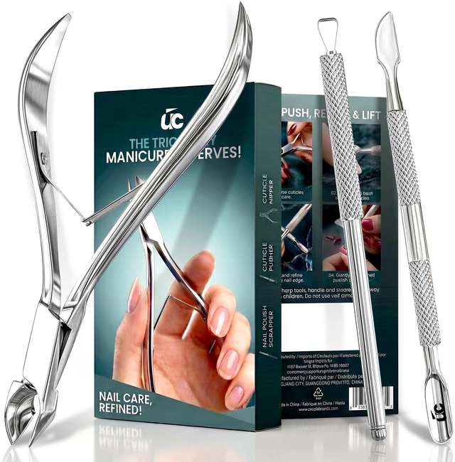 Main image of Cuticle Nipper with Pusher & Nail Scraper, Nail Trimmer Set | Professional Nail Care Manicure & Pedicure Kit, Cuticle Remover Tool Kit - Silver