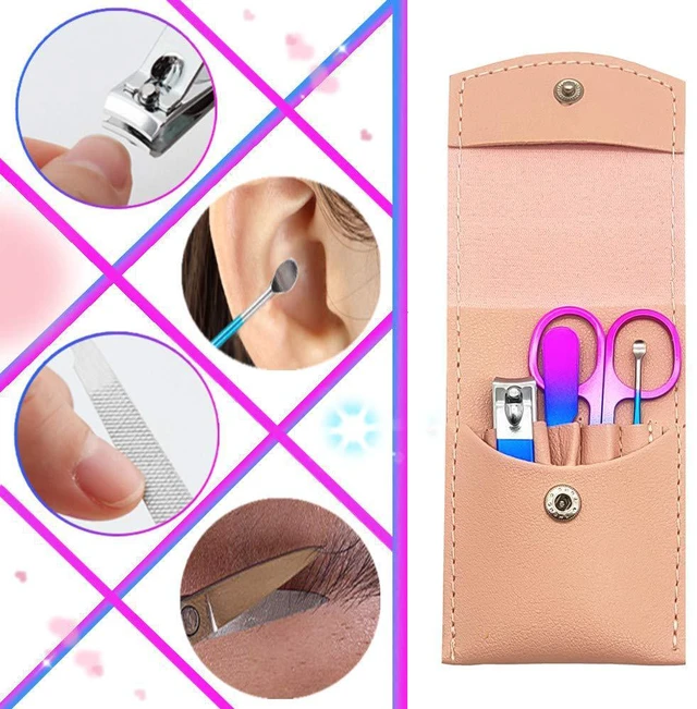 Alt view image 3 of 6 - Manicure Set, Womens 4PCS Nail Clippers Kit, Stainless Steel Nail Care Tools, PU Leather Travel Case (Colorful)