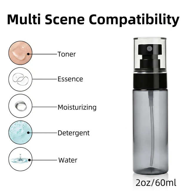 Alt view image 4 of 6 - 3 Pack Small Spray Bottle 2oz / 60ml, Fine Mist Mini Water Spray Bottles | Leak Proof, Travel Size, Ideal for Toner, Hair Care, Watering Plants & Cleaning