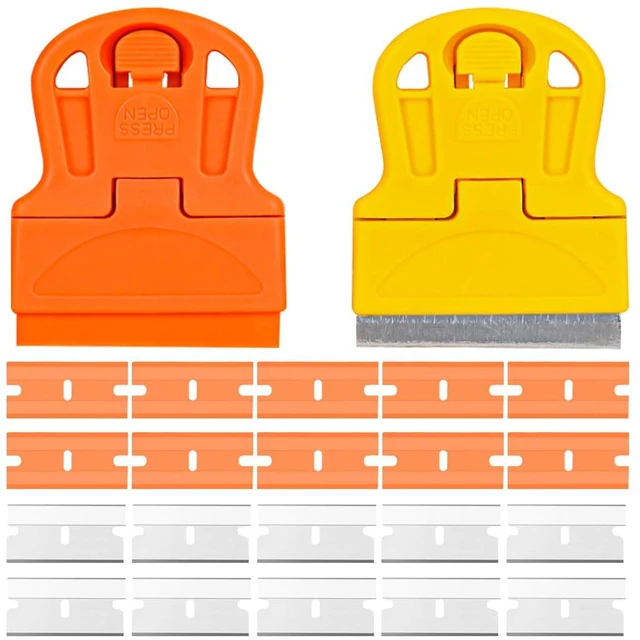 Main image of 2PCS Razor Blade Scraper Tool Set, Mini Car Paint Remover with 10 Plastic Blades & 10 Metal Blades, Vehicle Adhesive Cleaning Tool for Removing Labels, Stickers Taping on Window, Oven (2PCS)