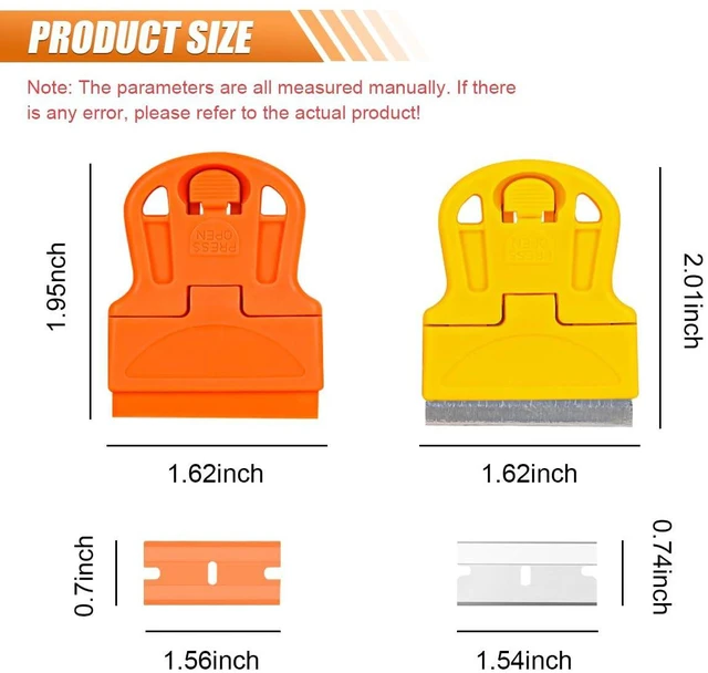Alt view image 2 of 6 - 2PCS Razor Blade Scraper Tool Set, Mini Car Paint Remover with 10 Plastic Blades & 10 Metal Blades, Vehicle Adhesive Cleaning Tool for Removing Labels, Stickers Taping on Window, Oven (2PCS)