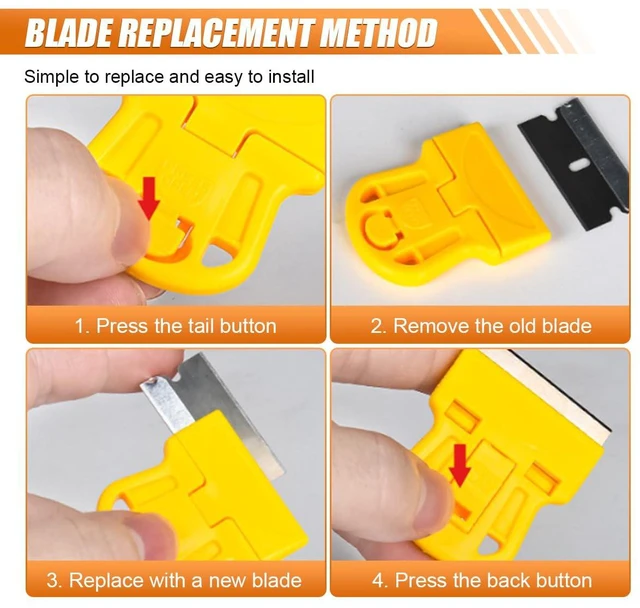 Alt view image 5 of 6 - 2PCS Razor Blade Scraper Tool Set, Mini Car Paint Remover with 10 Plastic Blades & 10 Metal Blades, Vehicle Adhesive Cleaning Tool for Removing Labels, Stickers Taping on Window, Oven (2PCS)