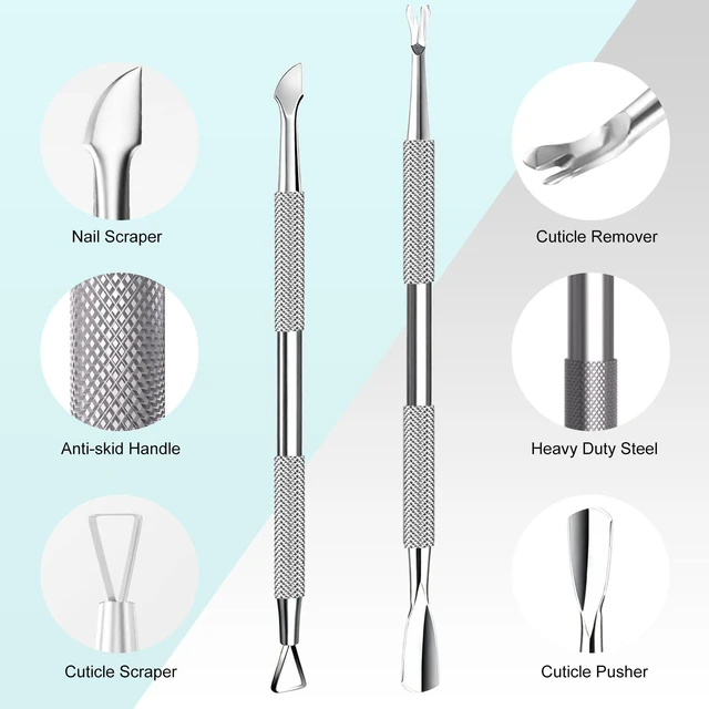 Alt view image 6 of 7 - 5 Pack Cuticle Trimmer Set with Pusher Cutter Clipper Remover Tool | Professional, Home Pedicure, Stainless Steel, Rustproof, Comfortable Handle, Durable for Years, Storage Case & Manual