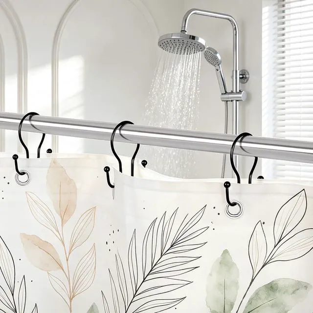 Alt view image 7 of 7 - 12PCS Shower Curtain Hooks, Sturdy Metal Black Shower Curtain Rings | Glide Roller Double Shower Hooks, Rust Proof Anti-Drop Curtain Hooks, Smooth Sliding Rings for Bathroom Shower Rods Curtains