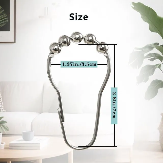 Alt view image 2 of 6 - Stainless Steel Shower Curtain Hooks Rustproof Decorative Shower Curtain Rings for Shower Rods 12 Pack