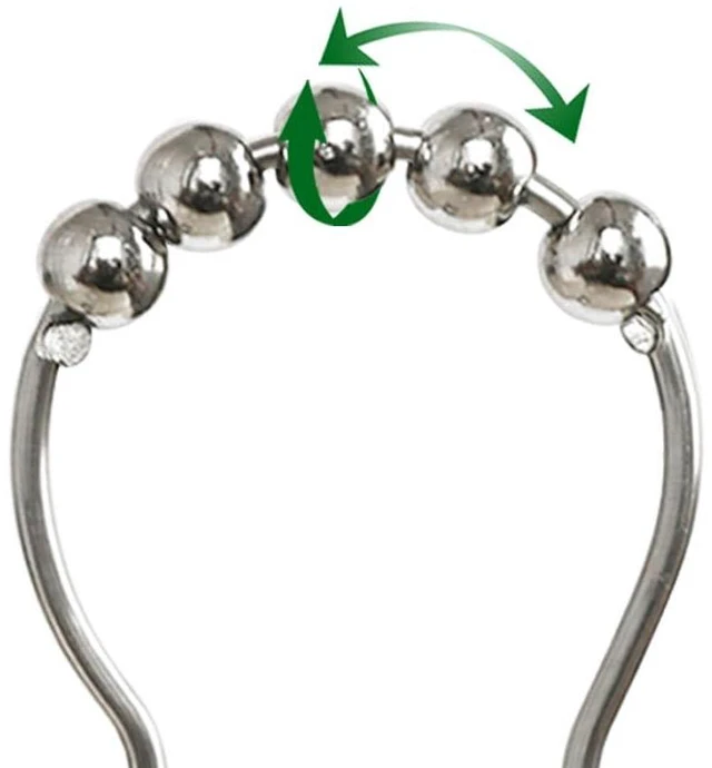 Alt view image 6 of 6 - Stainless Steel Shower Curtain Hooks Rustproof Decorative Shower Curtain Rings for Shower Rods 12 Pack