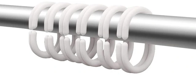 Main image of Plastic Shower Curtain Hooks White Curtain C Rings for Bathroom Shower Rod Window Curtains Hook Hanger