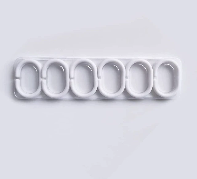 Alt view image 4 of 7 - Plastic Shower Curtain Hooks White Curtain C Rings for Bathroom Shower Rod Window Curtains Hook Hanger