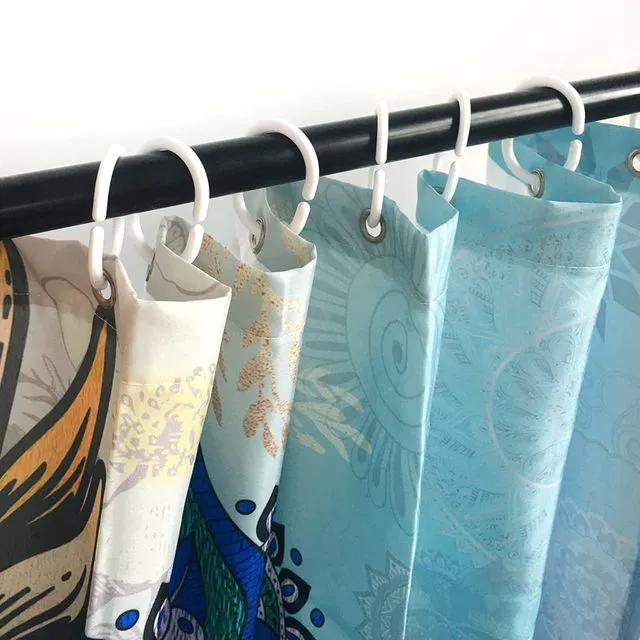 Alt view image 6 of 7 - Plastic Shower Curtain Hooks White Curtain C Rings for Bathroom Shower Rod Window Curtains Hook Hanger
