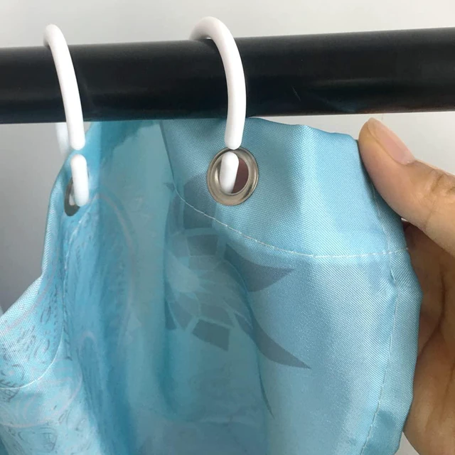 Alt view image 5 of 7 - Plastic Shower Curtain Hooks White Curtain C Rings for Bathroom Shower Rod Window Curtains Hook Hanger