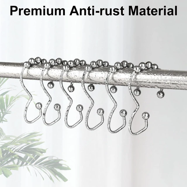 Alt view image 5 of 7 - Metal Shower Curtain Hooks, 12 Pcs Metal Shower Curtain Rings | Rustproof Shower Curtain Rings, Multi-Functional Shower Hooks for Shower Curtain, Kitchen Utensils, Clothing, Towels, Chrome