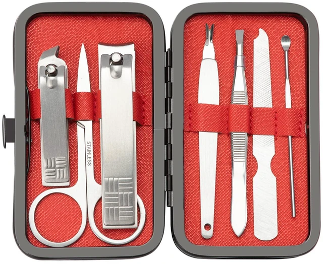 Main image of Manicure Set Nail Clippers Pedicure Kit,7 In 1 Pieces Stainless Steel Manicure Kit,Easter Basket Stuffers,Personal Care Manicure Pedicure Set,Nail Care Tools Luxurious Travel Case Sliver