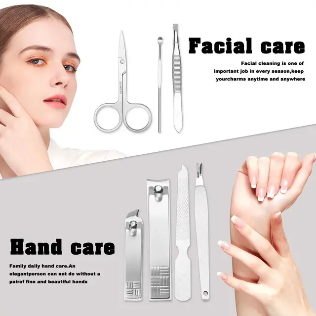 Alt view image 5 of 7 - Manicure Set Nail Clippers Pedicure Kit,7 In 1 Pieces Stainless Steel Manicure Kit,Easter Basket Stuffers,Personal Care Manicure Pedicure Set,Nail Care Tools Luxurious Travel Case Sliver