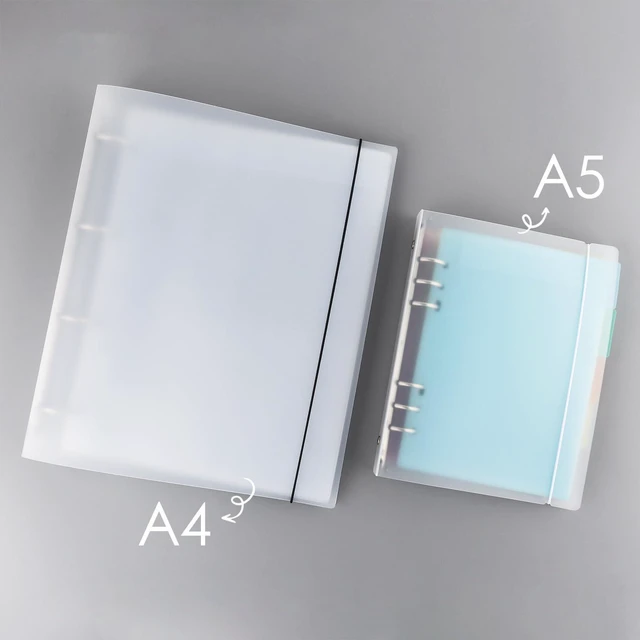 Alt view image 4 of 7 - A4 4 Ring Binder Cover Clean Transparent Soft PVC for Refillable Notebook Shell withMatte surfaceforStamp & Die Storage (Red
