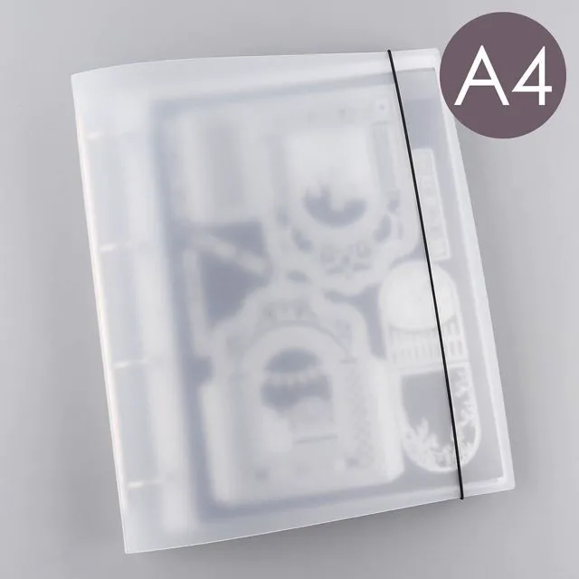 Alt view image 6 of 7 - A4 4 Ring Binder Cover Clean Transparent Soft PVC for Refillable Notebook Shell withMatte surfaceforStamp & Die Storage (Red