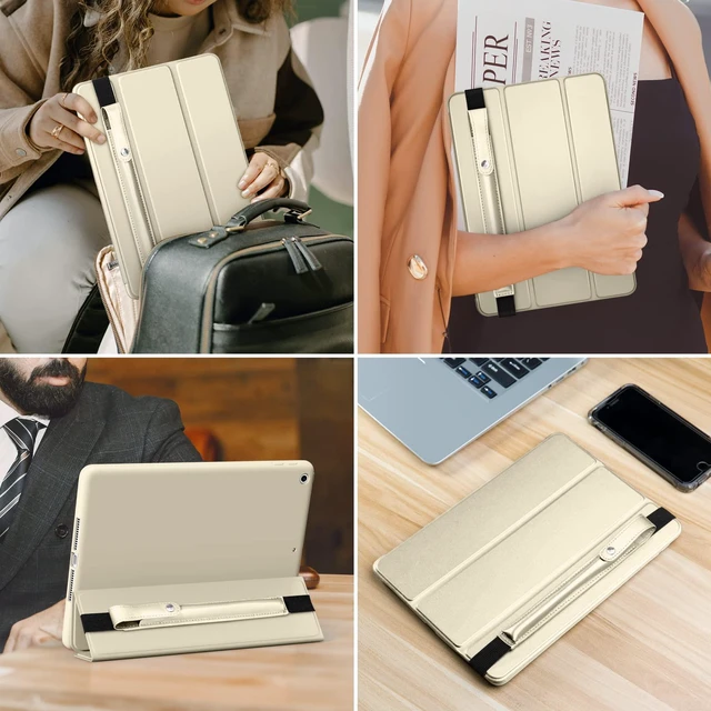 Alt view image 7 of 7 - Pencil Case for Apple Pencil Pro, Apple Pencil 1st/2nd Generation & (USB-C), PU Leather Pencil Sleeve Pouch with Detachable Elastic Band Attach to iPad, Champaign Gold