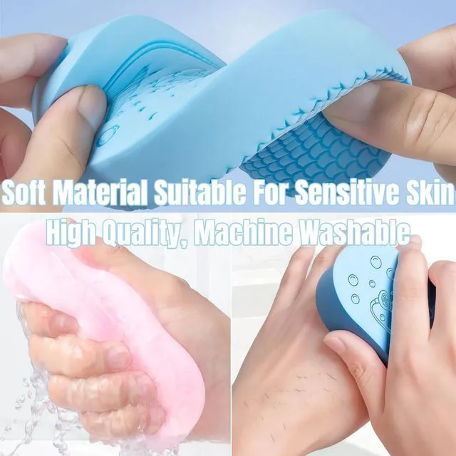 Alt view image 3 of 5 - 4 Pcs Exfoliating Bath Sponge for Smooth Skin - Body Scrubber with Soft Textured Surface, Creates Rich Lather, Gentle for Sensitive Areas & Back