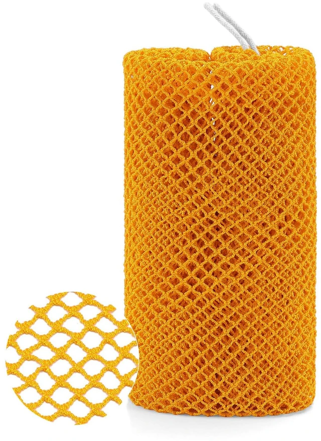 Main image of 1 Pack Authentic African Net Sponge with Handles, Mesh Body Scrubber, Exfoliating Sponge for Gentle Cleansing & Back, Durable, Portable Bath Sponge (Orange)
