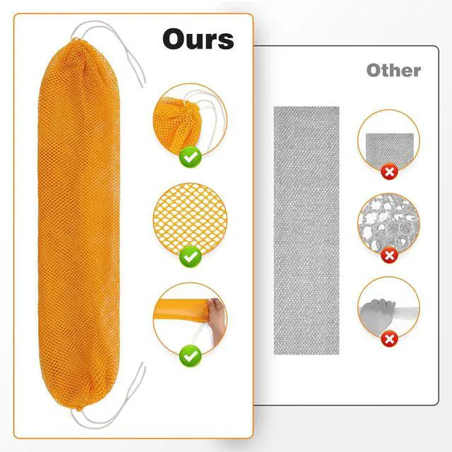 Alt view image 2 of 7 - 1 Pack Authentic African Net Sponge with Handles, Mesh Body Scrubber, Exfoliating Sponge for Gentle Cleansing & Back, Durable, Portable Bath Sponge (Orange)