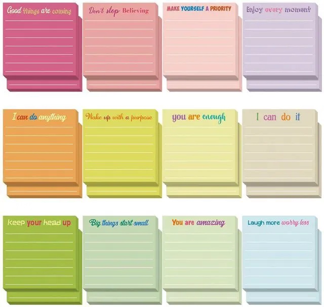 Main image of 24 Pcs Inspirational Sticky Notes Gifts, Inspire, Macaron | Back to School Supplies Motivational Sticky Notes Pad Employee Appreciation Gift Bulk for Teacher Coworker Office 3 x 3''