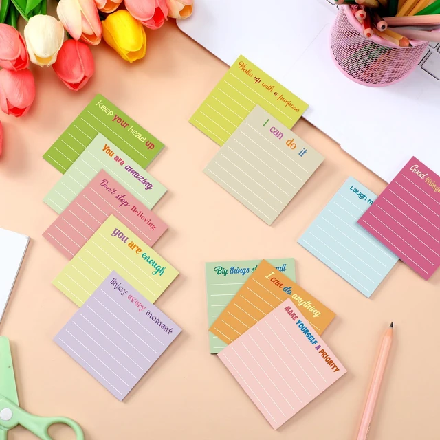 Alt view image 4 of 6 - 24 Pcs Inspirational Sticky Notes Gifts, Inspire, Macaron | Back to School Supplies Motivational Sticky Notes Pad Employee Appreciation Gift Bulk for Teacher Coworker Office 3 x 3''