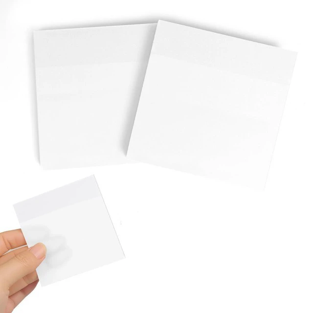 Main image of 100 Sheets Frosted Transparent Sticky Notes 3x3 Inches | Pearlescent, Self-Stick, Clear See Through, Waterproof, Easy to Post, Reusable, Multi-Use