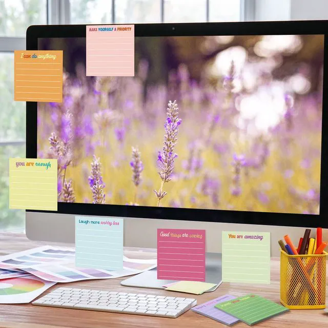 Alt view image 6 of 6 - 24 Pcs Inspirational Sticky Notes Gifts, Inspire, Macaron | Back to School Supplies Motivational Sticky Notes Pad Employee Appreciation Gift Bulk for Teacher Coworker Office 3 x 3''