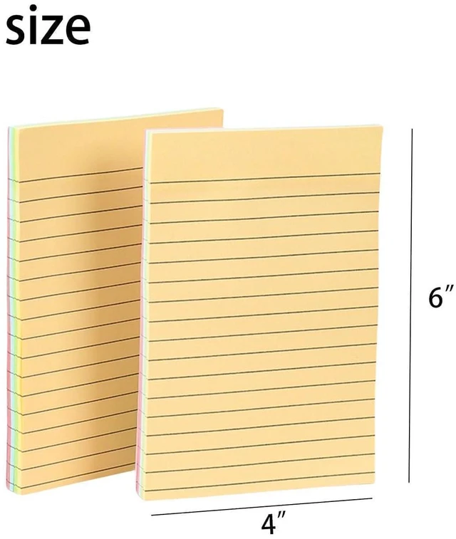 Alt view image 2 of 6 - Lined Sticky Notes, 100 Sheets, 6"x4", 4 Colors | Strong Sticking, Super Self-Stick, Easy to Post, For Home Use, For Office Use, For Study Use